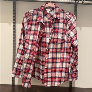 J. Crew Women's Red and Blue Plaid Button Down Shirt